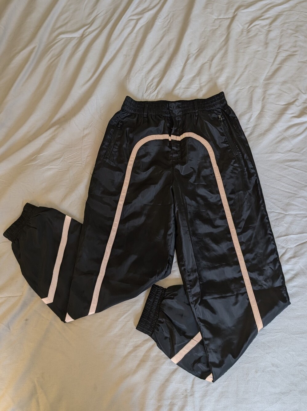 Forever 21 Black Joggers with Silver Piping